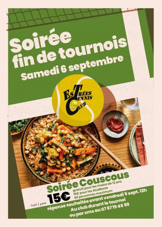 Affiche : Soirée de fin de tournoi : soirée couscous