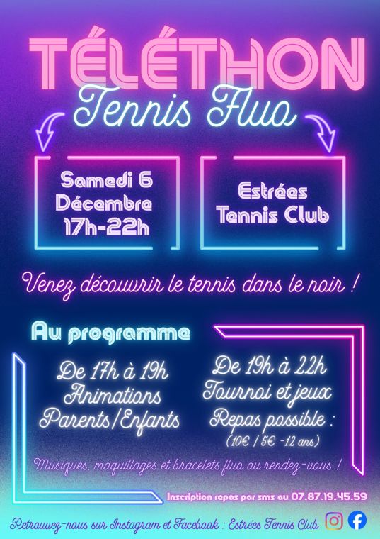 Affiche : Téléthon : soirée Tennis Fluo le samedi 6 décembre